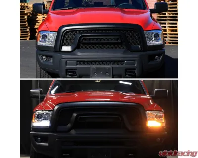 Spec-D Sequential LED Bar Signal Projector Headlights (Chrome Housing/Clear Lens) Dodge Ram 2009-2024 - 2LHP-RAM13G2-SQ-GO