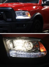Spec-D Sequential LED Bar Signal Projector Headlights (Chrome Housing/Clear Lens) Dodge Ram 2009-2024                                     - 2LHP-RAM13G2-SQ-GO - Image 12