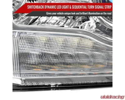 Spec-D Sequential LED Bar Signal Projector Headlights (Chrome Housing/Clear Lens) Dodge Ram 2009-2024 - 2LHP-RAM13G2-SQ-GO