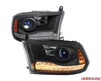 Spec-D LED Bar Projector Headlights (Matte Black Housing/Clear Lens) Ram 2013-2024 - 2LHP-RAM13JMG2-GO
