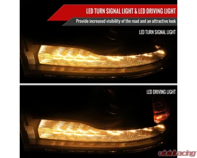 Spec-D LED Bar Projector Headlights (Matte Black Housing/Clear Lens) Ram 2013-2024 - 2LHP-RAM13JMG2-GO