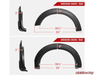 Spec-D Matte Black Rivet Style Fender Flares Ford F250 | F350 2023-2024 - FDF-F25023A-PK-MP