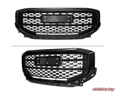 Spec-D Glossy Black Denali Style Front Upper Mesh Hood Grille GMC Acadia 2017-2019 - HG-ADA17JM-JB