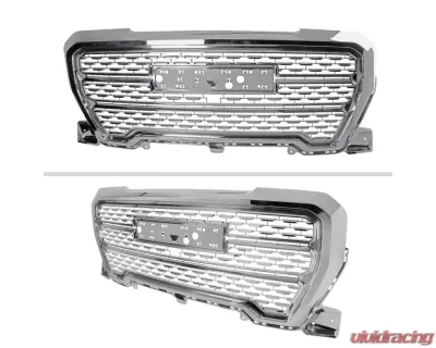 Spec-D Chrome Denali Style Front Upper Mesh Hood Grille GMC Sierra 1500 2019-2021 - HG-GMC1915C-JB