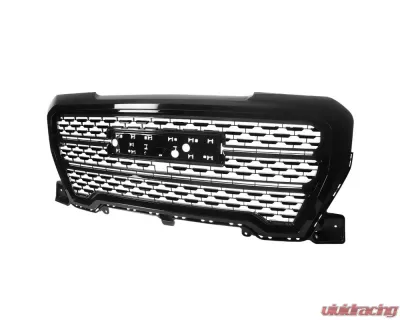 Spec-D Glossy Black Denali Style Front Upper Mesh Hood Grille GMC Sierra 1500 2019-2021 - HG-GMC1915JM-JB