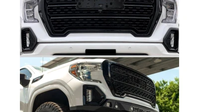 Spec-D Matte Black Denali Style Mesh Front Upper Hood Grille GMC Sierra 2019-2021                                     - HG-GMC1915JM-JB - Image 11