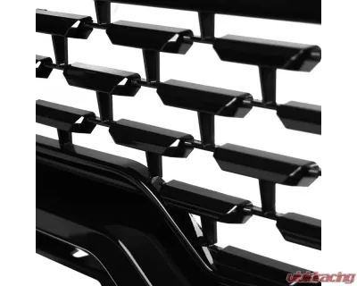 Spec-D Glossy Black Denali Style Front Upper Mesh Hood Grille GMC Sierra 1500 2019-2021 - HG-GMC1915JM-JB