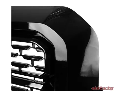 Spec-D Glossy Black Denali Style Front Upper Mesh Hood Grille GMC Sierra 1500 2019-2021 - HG-GMC1915JM-JB