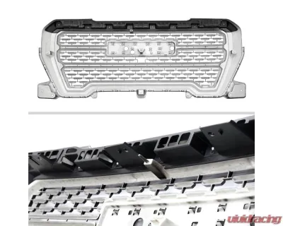 Spec-D Glossy Black Denali Style Front Upper Mesh Hood Grille GMC Sierra 1500 2019-2021 - HG-GMC1915JM-JB