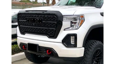 Spec-D Matte Black Denali Style Mesh Front Upper Hood Grille GMC Sierra 2019-2021                                     - HG-GMC1915JM-JB - Image 9
