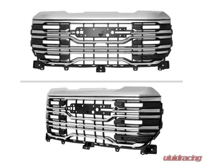 Spec-D Chrome AT4 Style Front Upper Mesh Hood Grille GMC Sierra 1500 2022-2025 - HG-GMC2215AT4C-JB