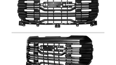 Spec-D Glossy Black AT4 Style Mesh Front Upper Hood Grille GMC Sierra 2022-2025                                     - HG-GMC2215AT4JM-JB - Image 2