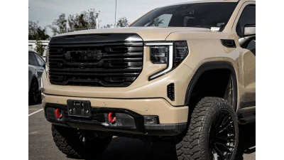 Spec-D Glossy Black AT4 Style Mesh Front Upper Hood Grille GMC Sierra 2022-2025                                     - HG-GMC2215AT4JM-JB - Image 12