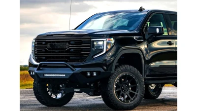 Spec-D Glossy Black AT4 Style Mesh Front Upper Hood Grille GMC Sierra 2022-2025                                     - HG-GMC2215AT4JM-JB - Image 9