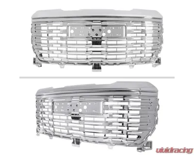 Spec-D Chrome Denali Style Front Upper Mesh Hood Grille GMC Sierra 1500 2022-2025 - HG-GMC2215C-GL