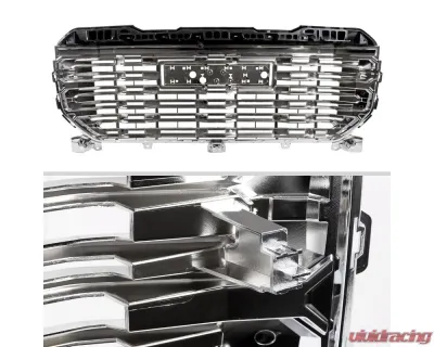 Spec-D Chrome Denali Style Front Upper Mesh Hood Grille GMC Sierra 1500 2022-2025 - HG-GMC2215C-GL