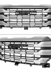 Spec-D Chrome SLE Style Front Upper Mesh Hood Grille GMC Sierra 1500 2022-2025                                     - HG-GMC2215C-JB - Image 2