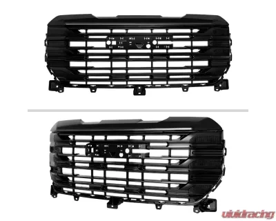 Spec-D Glossy Black SLE Style Front Upper Mesh Hood Grille GMC Sierra 1500 2022-2025 - HG-GMC2215JM-JB