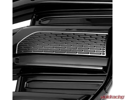Spec-D Glossy Black SLE Style Front Upper Mesh Hood Grille GMC Sierra 1500 2022-2025 - HG-GMC2215JM-JB