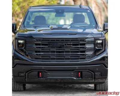 Spec-D Glossy Black SLE Style Front Upper Mesh Hood Grille GMC Sierra 1500 2022-2025 - HG-GMC2215JM-JB