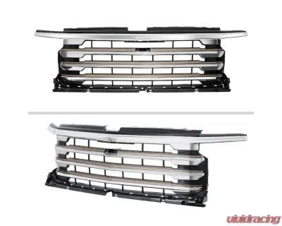 Spec-D Chrome Front Upper Mesh Hood Grille Chevrolet Silverado 1500 2022-2024 - HG-SIV2215HCC-JB