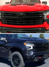 Spec-D Glossy Black Front Upper Mesh Hood Grille Chevrolet Silverado 1500 2022-2024                                     - HG-SIV2215JM-JB - Image 11