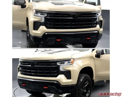 Spec-D Glossy Black Front Upper Mesh Hood Grille Chevrolet Silverado 1500 2022-2024 - HG-SIV2215JM-JB