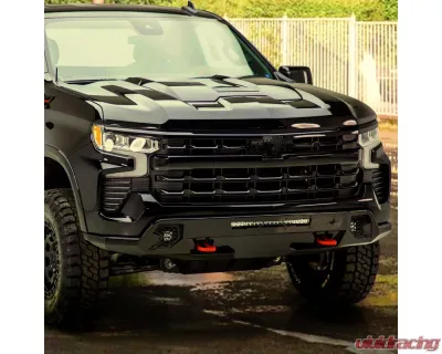 Spec-D Glossy Black Front Upper Mesh Hood Grille Chevrolet Silverado 1500 2022-2024 - HG-SIV2215JM-JB