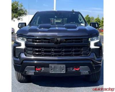Spec-D Glossy Black Front Upper Mesh Hood Grille Chevrolet Silverado 1500 2022-2024 - HG-SIV2215JM-JB