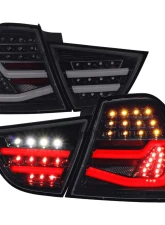 Spec-D Red LED Taillights (Glossy Black Housing/Clear Lens) BMW E90 3-Series 2009-2011                                     - LT-E9009BBLED-SQ-TM - Image 10