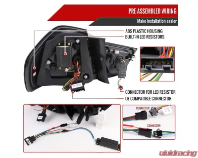 Spec-D Red LED Taillights (Glossy Black Housing/Clear Lens) BMW E90 3-Series 2009-2011 - LT-E9009BBLED-SQ-TM