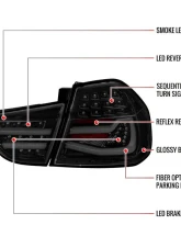 Spec-D Red LED Taillights (Glossy Black Housing/Clear Lens) BMW E90 3-Series 2009-2011                                     - LT-E9009BBLED-SQ-TM - Image 8
