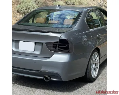Spec-D Red LED Taillights (Glossy Black Housing/Clear Lens) BMW E90 3-Series 2009-2011 - LT-E9009BBLED-SQ-TM