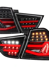 Spec-D Red LED Taillights (Jet Black Housing/Clear Lens) BMW E90 3-Series 2009-2011                                     - LT-E9009BKLED-SQ-TM - Image 10