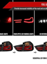 Spec-D Red LED Taillights (Jet Black Housing/Clear Lens) BMW E90 3-Series 2009-2011                                     - LT-E9009BKLED-SQ-TM - Image 2