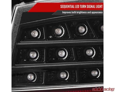 Spec-D Red LED Taillights (Jet Black Housing/Clear Lens) BMW E90 3-Series 2009-2011 - LT-E9009BKLED-SQ-TM