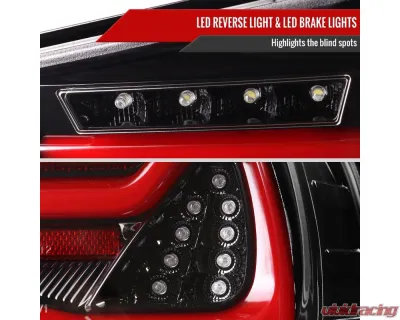 Spec-D Red LED Taillights (Jet Black Housing/Clear Lens) BMW E90 3-Series 2009-2011 - LT-E9009BKLED-SQ-TM