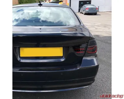 Spec-D Red LED Taillights (Jet Black Housing/Clear Lens) BMW E90 3-Series 2009-2011 - LT-E9009BKLED-SQ-TM
