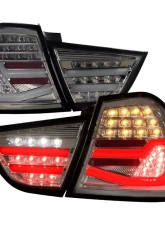 Spec-D Red LED Taillights (Chrome Housing/Smoke Lens) BMW E90 3-Series 2009-2011                                     - LT-E9009GLED-SQ-TM - Image 10