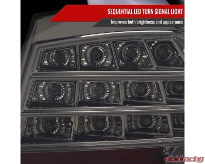Spec-D Red LED Taillights (Chrome Housing/Smoke Lens) BMW E90 3-Series 2009-2011 - LT-E9009GLED-SQ-TM