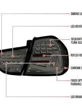 Spec-D Red LED Taillights (Chrome Housing/Smoke Lens) BMW E90 3-Series 2009-2011                                     - LT-E9009GLED-SQ-TM - Image 8