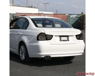 Spec-D Red LED Taillights (Chrome Housing/Smoke Lens) BMW E90 3-Series 2009-2011 - LT-E9009GLED-SQ-TM