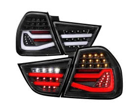 Spec-D Red LED Taillights (Matte Black Housing/Clear Lens) BMW E90 3-Series 2009-2011