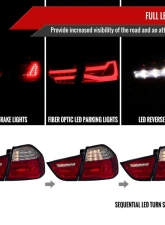 Spec-D Red LED Taillights (Chrome Housing/Red Smoke Lens) BMW E90 3-Series 2009-2011                                     - LT-E9009RGLED-SQ-TM - Image 2