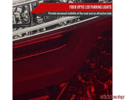 Spec-D Red LED Taillights (Chrome Housing/Red Smoke Lens) BMW E90 3-Series 2009-2011 - LT-E9009RGLED-SQ-TM