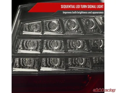 Spec-D Red LED Taillights (Chrome Housing/Red Smoke Lens) BMW E90 3-Series 2009-2011 - LT-E9009RGLED-SQ-TM