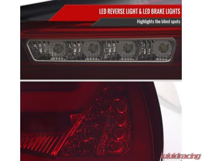 Spec-D Red LED Taillights (Chrome Housing/Red Smoke Lens) BMW E90 3-Series 2009-2011 - LT-E9009RGLED-SQ-TM