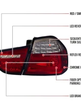 Spec-D Red LED Taillights (Chrome Housing/Red Smoke Lens) BMW E90 3-Series 2009-2011                                     - LT-E9009RGLED-SQ-TM - Image 8