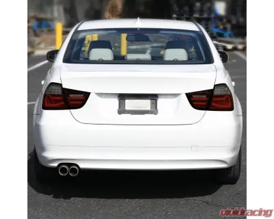 Spec-D Red LED Taillights (Chrome Housing/Red Smoke Lens) BMW E90 3-Series 2009-2011 - LT-E9009RGLED-SQ-TM