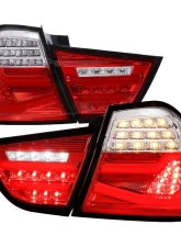 Spec-D Red LED Taillights (Chrome Housing/Red Clear Lens) BMW E90 3-Series 2009-2011                                     - LT-E9009RLED-SQ-TM - Image 12